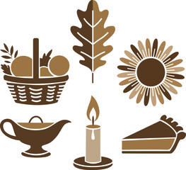Thanksgiving symbol sets vector
