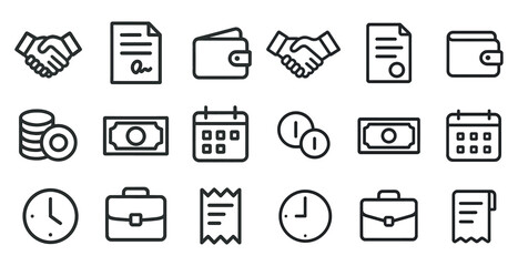Business and finance line icons set – outline, linear, corporate and accounting symbols