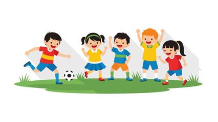 Soccer Fun: Capturing the energy and excitement of childhood through a spirited soccer match, where children come together to play and connect.