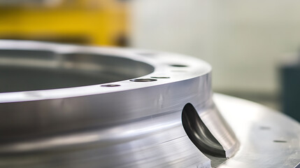 Precision-engineered metal component with intricate holes. Polished surface reflects light, highlighting craftsmanship and meticulous design. Manufacturing excellence.