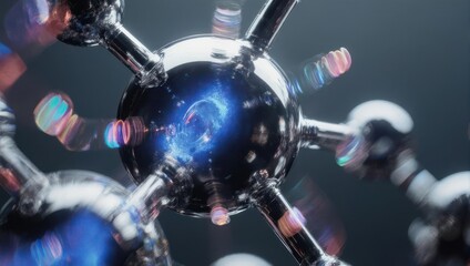 Futuristic Molecule with Glowing Core - Science and Technology Concept.