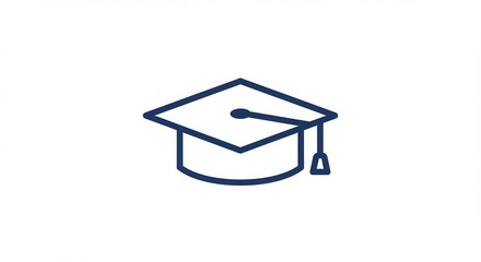 Simple graduation cap icon on a solid white background