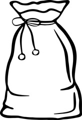 Hand-drawn Santa’s gift sack in black and white line art. Perfect for holiday cards, festive packaging, textile prints, and Christmas designs.