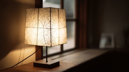 Italian minimalist lamp with Japanese paper shade, cozy glow