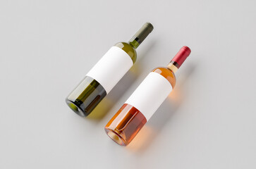 White and rose wine bottle mockup