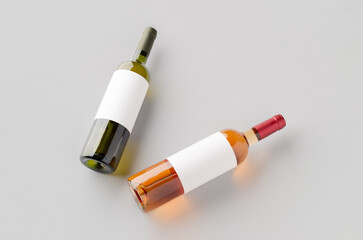 White and rose wine bottle mockup