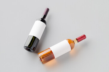 Red, and rose wine bottle mockup
