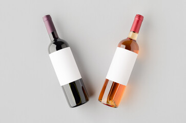 Obraz premium Red, and rose wine bottle mockup