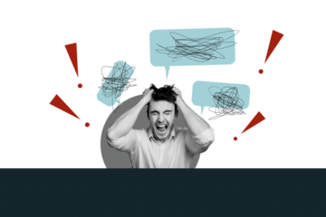 Composite photo collage of angry scream man tear hair receive bullying message depression mood hate stereotype isolated on painted background