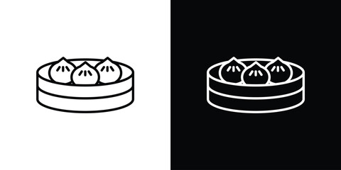 Xiao long bao icon in black line illustration. Design logo for app, UI.