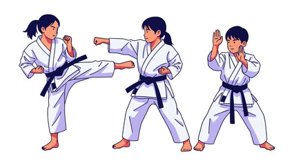 Martial Art Poses: A series of dynamic poses showcasing the grace and power of martial arts, executed with precision and focus.