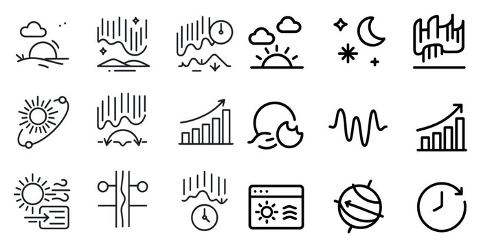 Weather and climate line icons set &ndash; outline, forecasting, meteorology symbols