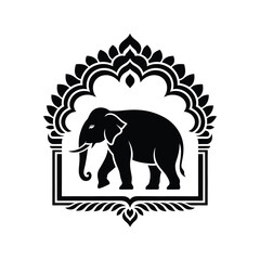Obraz premium Majestic elephant silhouette vector illustration for elegant graphic design and iconic branding projects silhouette vector illustration white background