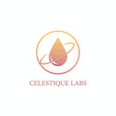 Golden-pink droplet within glowing orbit, symbol of purity, science, and beauty.