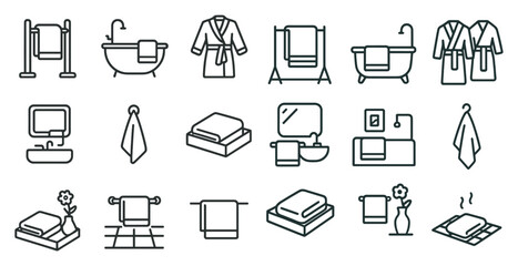 Bathroom and spa icons set &ndash; line, outline, wellness and home decor symbols