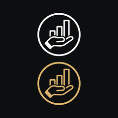 Hand holding growth chart icon set. Business success and financial profit symbol.