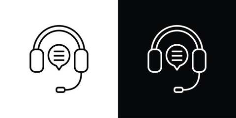 Online support icon in black line illustration. Design logo for app, UI.