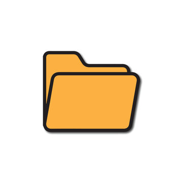 Yellow file folder icon. Vector illustration of office document organizer isolated on white background.