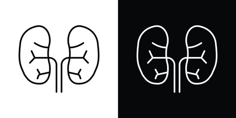 Kidney icon in black line illustration. Design logo for app, UI.