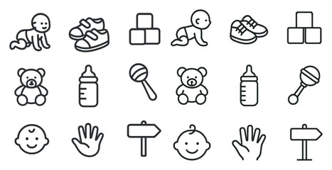 Childcare and baby-solid icons set – filled, infant, nursery symbols