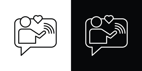 Influencer icon in black line illustration. Design logo for app, UI.