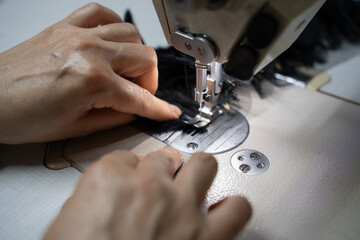 Black dress is sewing stock photo
