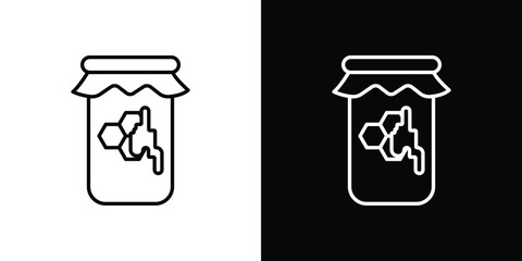 Honey jar icon in black line illustration. Design logo for app, UI.