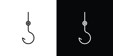 Fishing Hook icon in black line illustration. Design logo for app, UI.