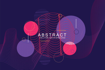 Abstract geometric background with wave and circle design