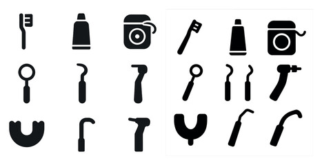 Dental and oral care icons set – solid, filled, hygiene and health symbols