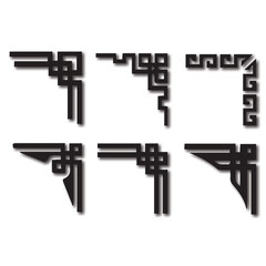 Obraz premium Set of black geometric decorative corner border frames