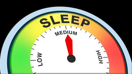 Sleep medium, concept illustration showing moderate rest, balanced relaxation, or average sleep quality. Ideal for wellness, health, or lifestyle visuals in charts, meters, or text formats