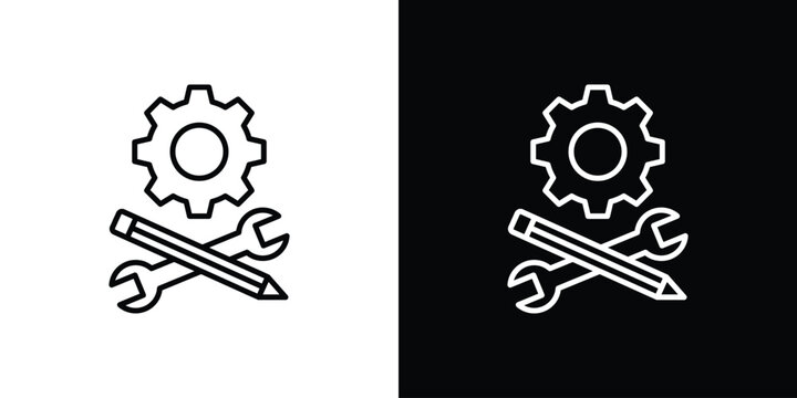 Customized icon in black line illustration. Design logo for app, UI.