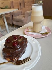chocolate cake with whipped cream