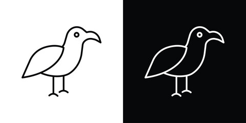 Albatross icon in black line illustration. Design logo for app, UI.