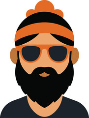 Silhouette of person with short spiky hair and nose piercings, modern vector design.