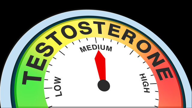 Testosterone medium, concept illustration showing moderate hormone levels, balanced vitality, and average male hormone activity. Ideal for health, medical, or wellness visuals in charts, meters