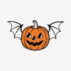 Fototapeta premium Halloween pumpkin with bat wings.