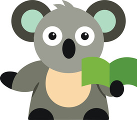 Silhouette of koala holding binoculars and map, isolated vector travel adventure design.