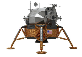 Isolated Apollo Lunar Module, space mission landing craft, moon exploration and landing