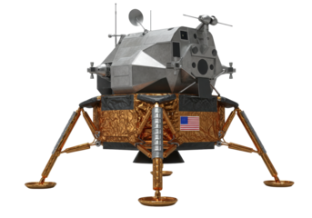 Isolated Apollo Lunar Module, space mission landing craft, moon exploration and landing