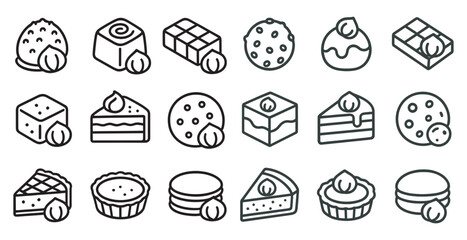Desserts and sweets icons set &ndash; outline, linear, pastry and confectionery symbols