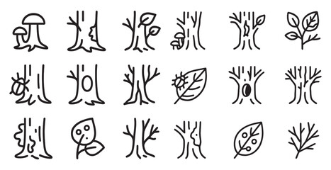 Fototapeta premium Nature and ecology outline icons set – linear, line, environmental and botanical symbols