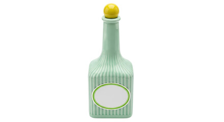 Isolated decorative bottle with a spherical stopper, cute container for scented oil or vinegar