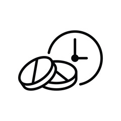  pills and clock vector icon medicine sign 
