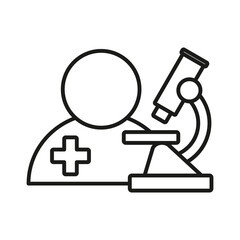 doctor man and microscope  vector icon laboratory sign web design