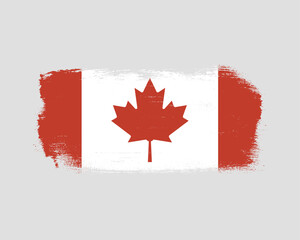 Textured brushstroke illustration of the Canadian flag representing national pride and patriotic symbolism for diverse applications.