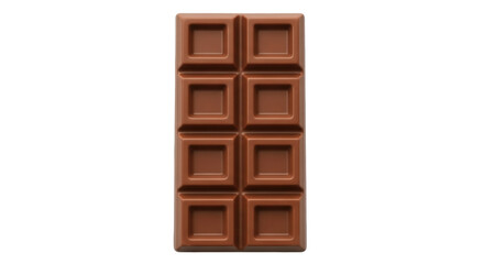 Fototapeta premium Isolated bar of milk chocolate, sweet dessert treat with squares, confectionery product