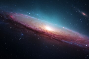 Fototapeta premium Stunning Spiral Galaxy with Colorful Nebula and Stars in Cosmic Space Scene