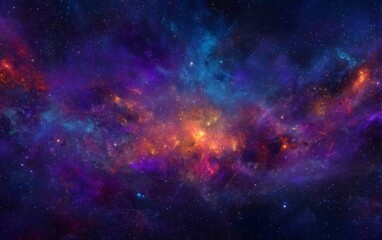Fototapeta premium Majestic cosmic nebula filled with vibrant colors and shimmering stars in the depths of outer space, a stunning celestial view